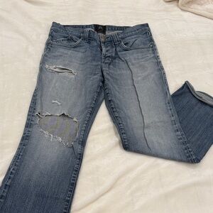 Rock & Republic Distressed Blue Straight Leg Jeans